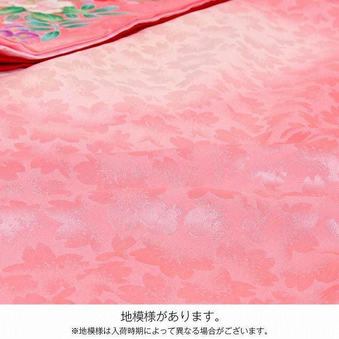 お宮参り 着物 女の子 産着 祝い着 桃 牡丹 花籠 鞠 菊 正絹 友禅 金彩
