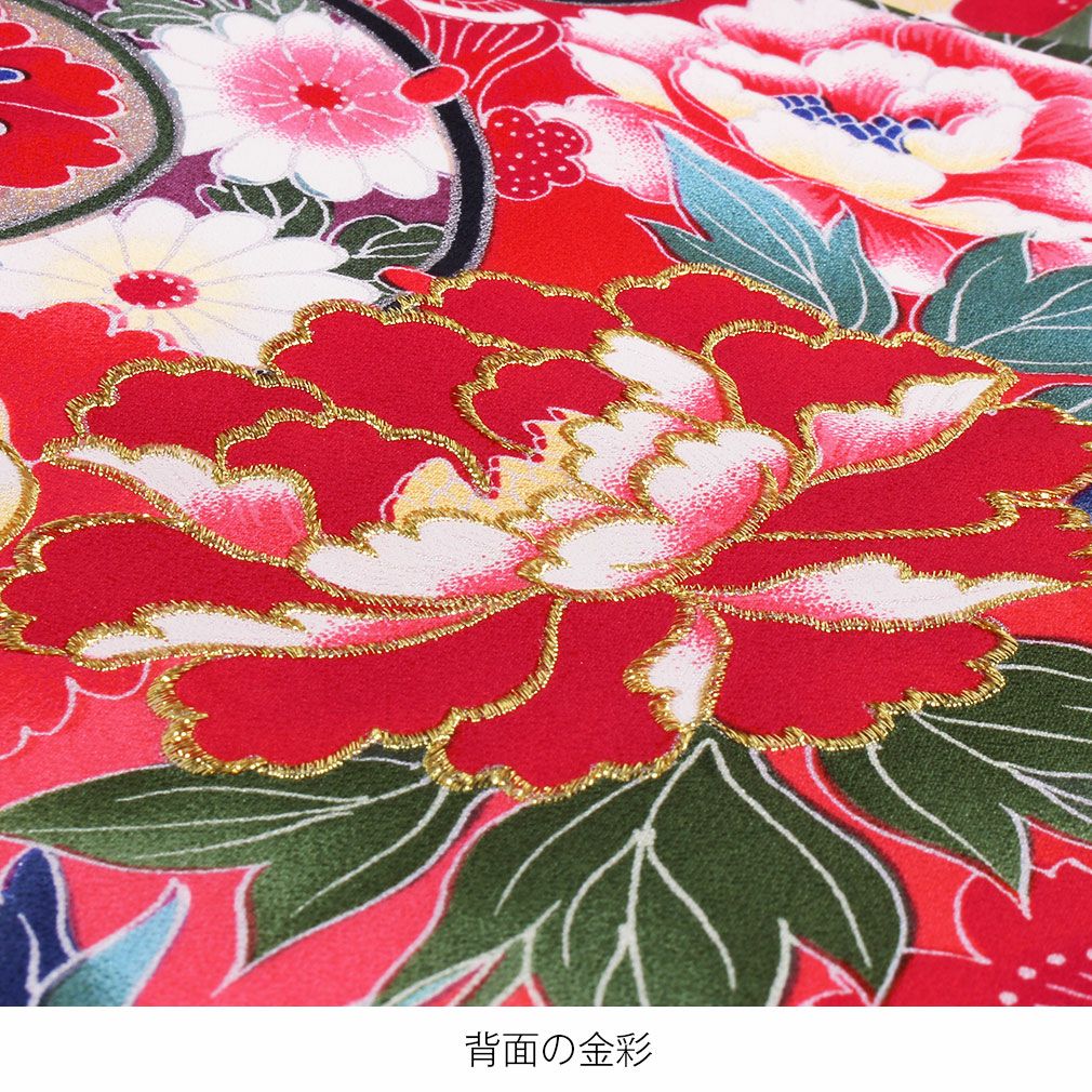 女の子初着 正絹 赤  鼓と牡丹 産着 レンタル お宮参り 女 着物 女の子 正絹 赤 牡丹 服装 赤ちゃん