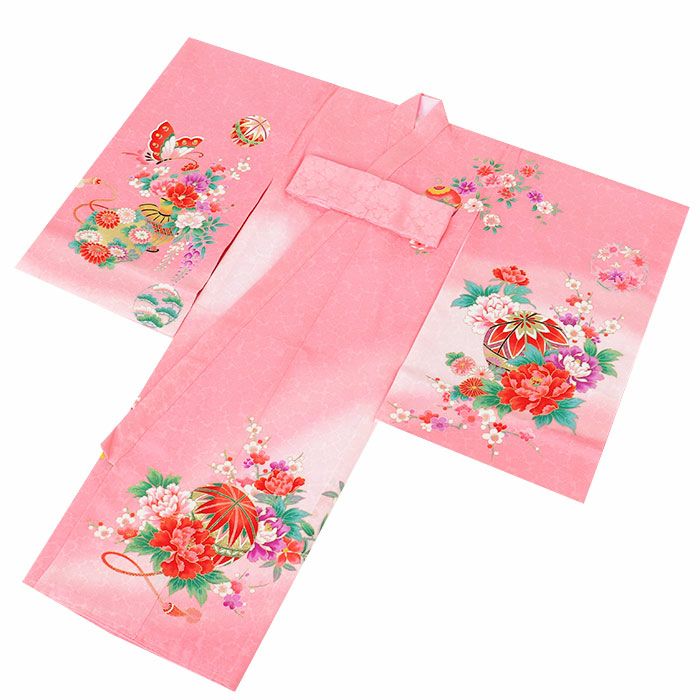 お宮参り 着物 女の子 産着 祝い着 桃 牡丹 鈴 鞠 蝶 桜 梅 菊 吉祥花
