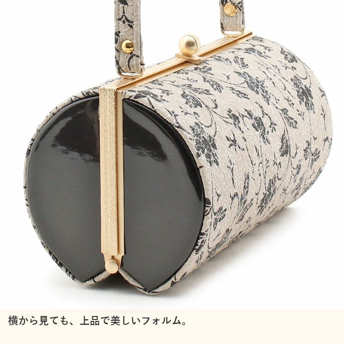 草履バッグセット 成人式 振袖用 フリー Lサイズ クリーム 黒 唐花