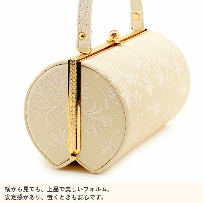 草履バッグセット 礼装用 フリー Lサイズ クリーム リーフ 合皮型押し