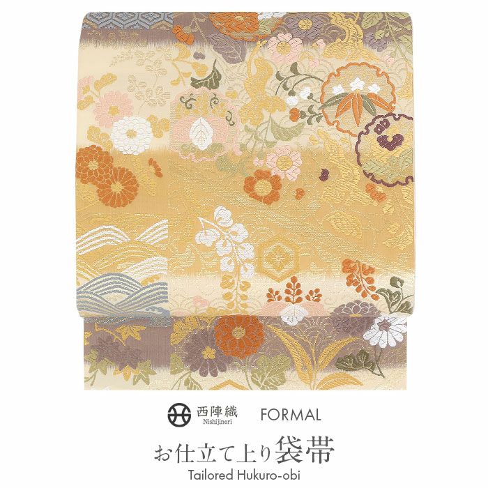 袋帯 帯 留袖 訪問着 ＜アイボリー／雪輪に宝尽くし＞ 西陣織 秋草吉祥
