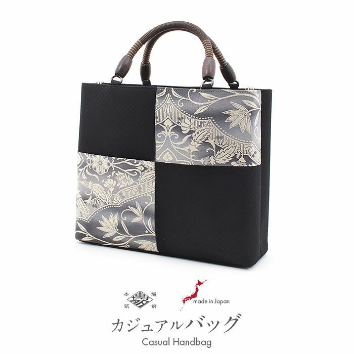 和装 バッグ 普段用 華三彩 博多織 博多 絹 ベージュ パープル ライト