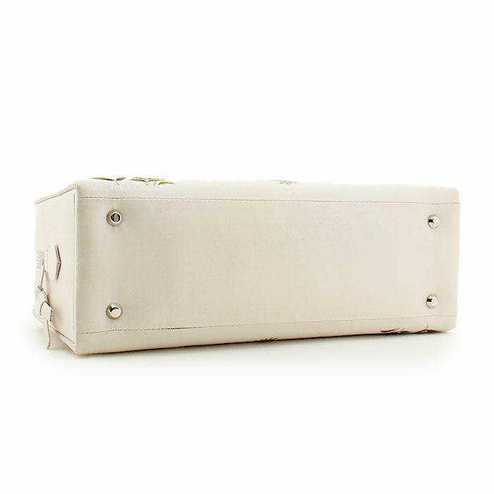 利休バッグ留袖用訪問着用アイボリーホワイト白扇面あやめ花螺鈿正絹帯地日本製黒留袖色留袖訪問着礼装用フォーマル色無地付け下げ結婚式お宮参り七五三和装バッグフォーマル着物和装御茶席華道茶道キレイめカジュアル