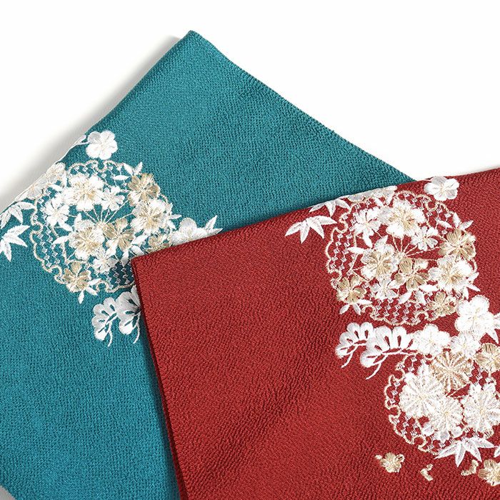 帯揚げ 成人式 振袖用 成人用 カラシ 青緑 エンジ 茶 緑 全5色 雪輪