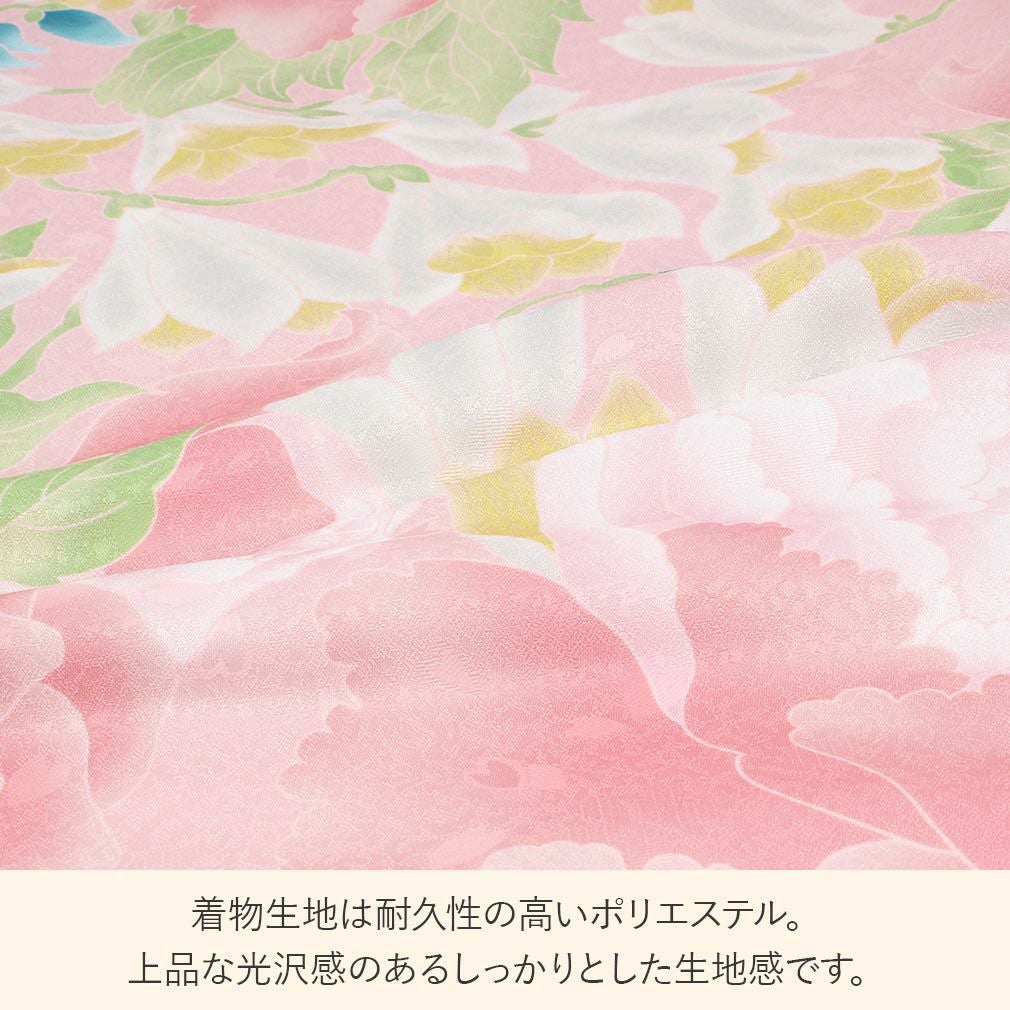 七五三 着物 3歳 女の子 販売 被布セット 牡丹 格子 花模様 子供