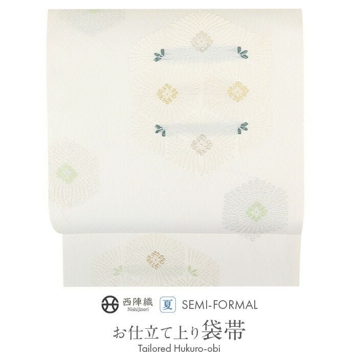 結婚式の黒留袖色留袖や訪問着に合わせたい仕立て上がり袋帯。入学式やお宮参り七五三参り等お子様の行事の礼装にも最適。フォーマルな着物を上品に装う袋帯。