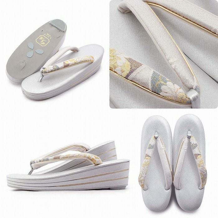 草履バッグセット留袖用訪問着用草履バッグ世美庵Lサイズゴールドシルバー金銀七宝華紋帯地3枚芯日本製痛くない黒留袖色留袖礼装用フォーマル結婚式ぞうり草履草履バック草履バックセット着物