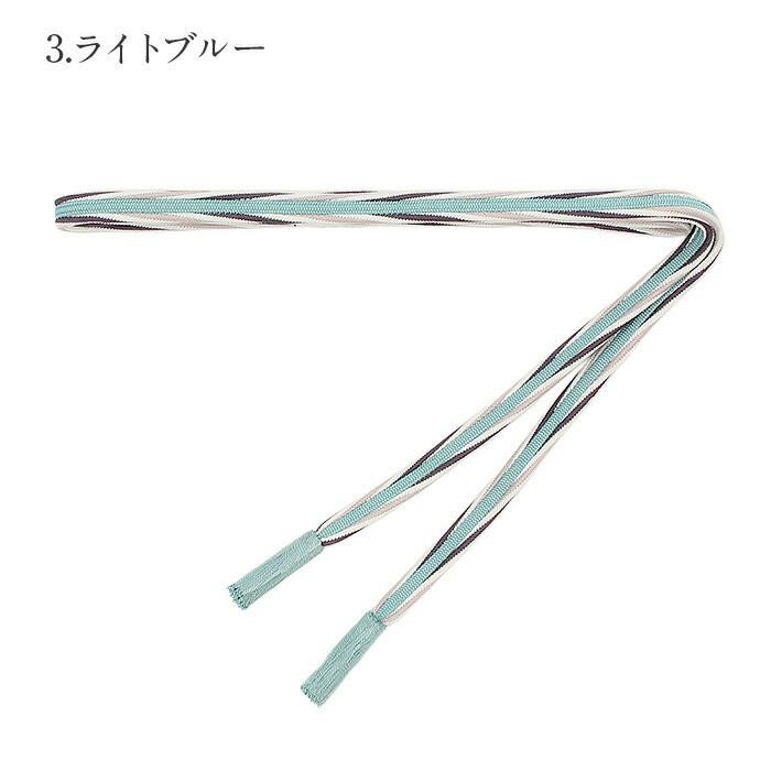 帯締め 普段用 全6色 桃 薄緑 水色 紺 エンジ 茶 正絹 日本製 メール便