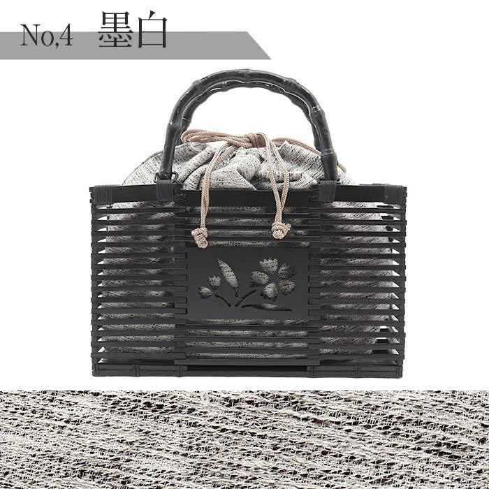 かごバッグ竹かご巾着竹製バッグかご巾着黒かごレディース浴衣用ゆかた用全5色撫子空色萌黄撫子色墨白亜麻色水色黄緑ピンクブルーグレーベージュブラックカラー黒夏祭り花火大会お出かけ夏着物浴衣ゆかたおしゃれかわいい大人カラー