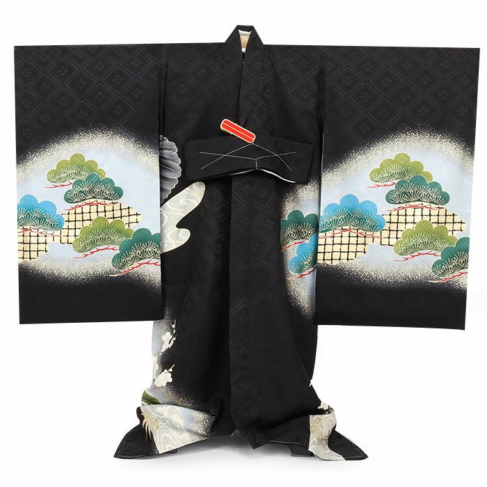 【新品未使用】お宮参り 産着 男の子 合繊 洗える着物 金彩入り 祝着 黒 お宮参り 着物 男の子 絹 正絹 掛け着 産着 祝い着 黒 鷹 束ね熨斗 鼓