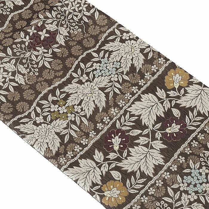 小紋紬色無地御召などのお着物にすぐ使えるお仕立て上がり九寸名古屋帯。春秋冬袷単衣の時期のお着物のお締めいただけます。