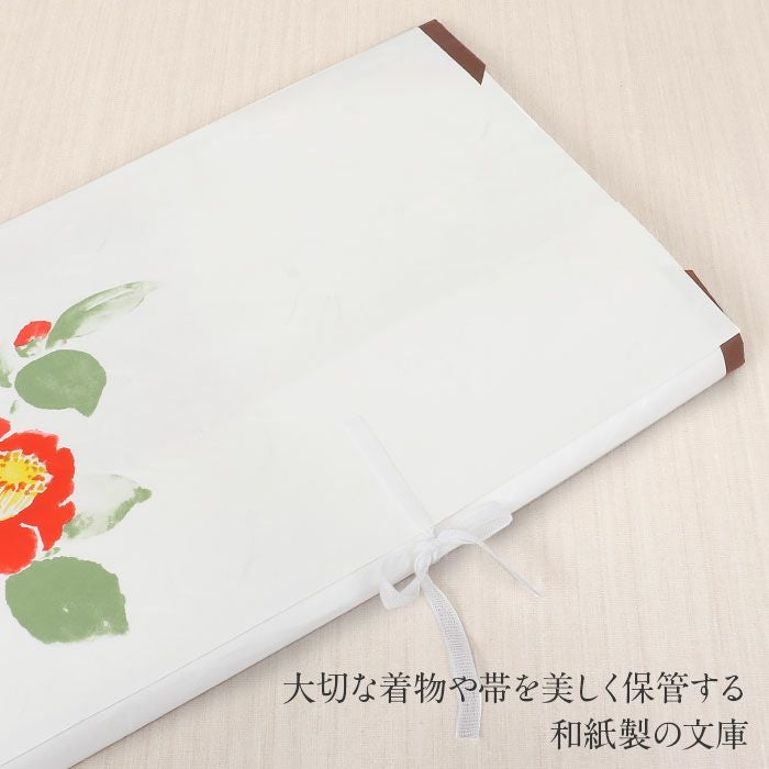 きもの文庫紙　87cm  椿柄 たとう紙 着物 着物用 文庫 5枚 セット 和紙 大 87cm 着物用 白 椿