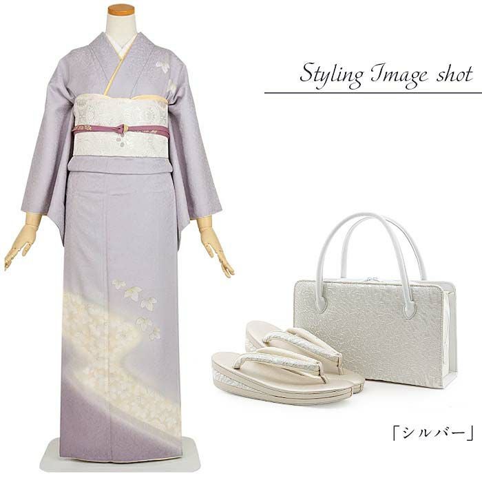 結婚式　 留袖　ローブデコルテ　バッグ　シルバー　草履L セット　※箱付き NISHIORI 高級 ローブ デコルテ 草履バッグ セット 選べる 2カラー 5