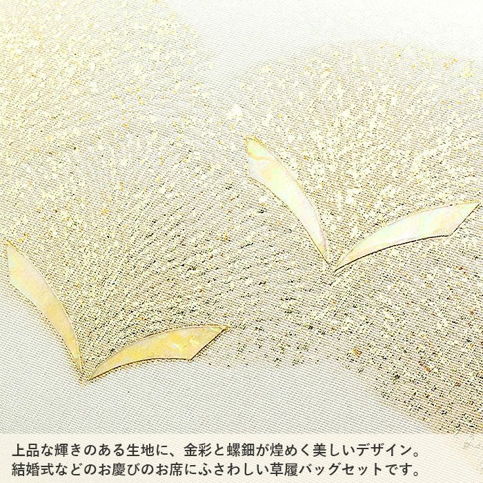 草履バッグセット 留袖用 訪問着用 草履バッグ 螺鈿細工 フリー L