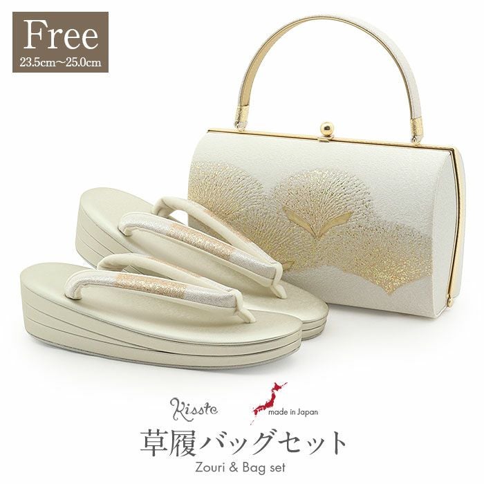 草履バッグセット 留袖用 訪問着用 草履バッグ 螺鈿細工 フリー L