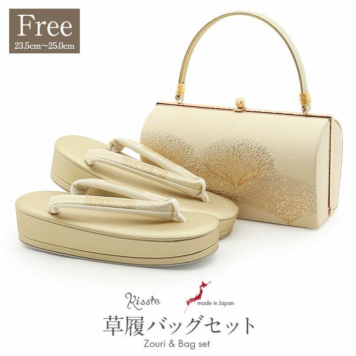草履バッグセット 留袖用 訪問着用 草履バッグ 螺鈿細工 フリー L