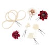 髪飾り成人式振袖用成人用Watmosphereレッドピンクベージュくすみカラー花フラワー水引パールかすみ草日本製振袖卒業袴振り袖ママ振おしゃれはたち結婚式色打掛引き振袖花嫁和装花嫁Uピン7本セットニュアンスヘアアレンジワトモスフィア
