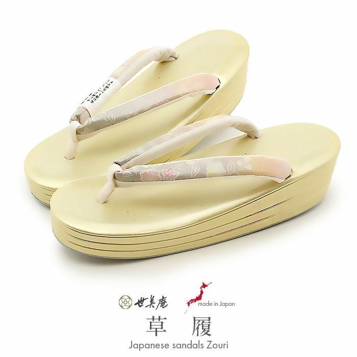 【アウトレット】草履留袖用訪問着用レディース世美庵LLサイズ花柄金たたき合皮エナメル3枚芯優花緒日本製痛くない歩きやすい女性黒留袖色留袖礼装