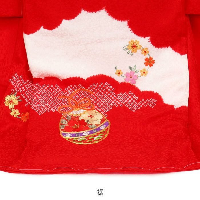 お宮参り 着物 女の子 産着 祝い着 赤 毬 鞠 まり 桜 花 鹿の子 正絹