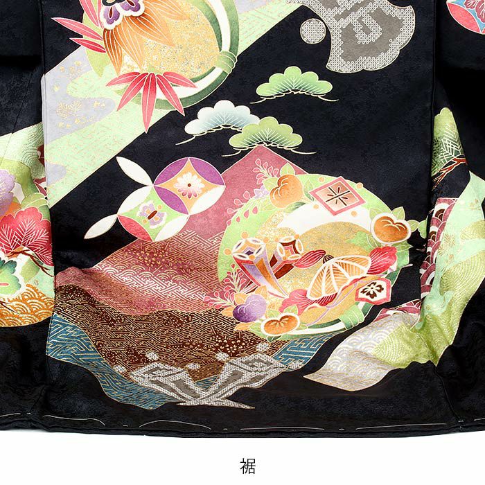 新品（純古典）龍刺繍入り（祝着） 産着 京友禅工芸染　大将龍兜大王松豪華祝い文 お宮参り 着物 男の子 産着 祝い着 緑 鷹 龍 松 竹 小槌 宝尽くし 吉祥