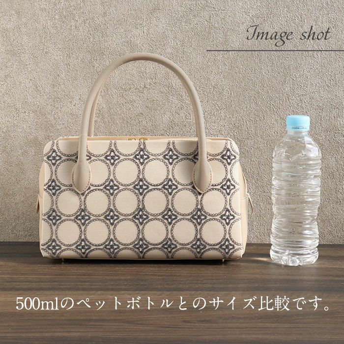 利休バッグ 普段着用 カジュアル用 バッグ 牛革 刺繍 ベージュ 小花 丸