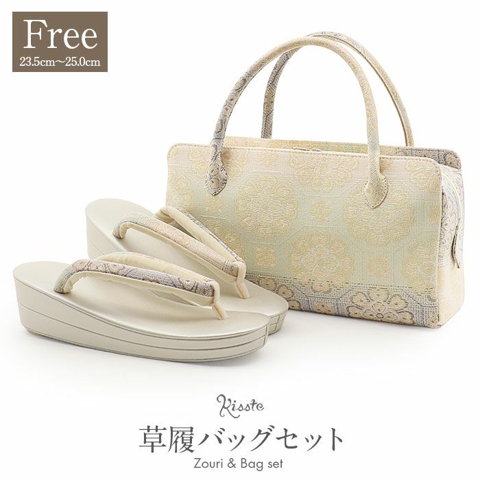 草履バッグセット 留袖用 訪問着用 草履バッグ 螺鈿細工 フリー L