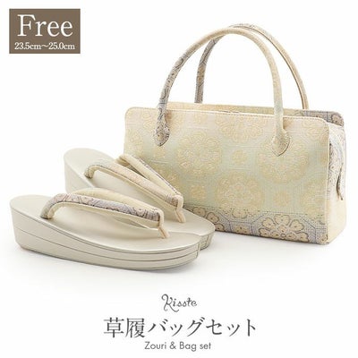 草履バッグセット 留袖用 訪問着用 草履バッグ 螺鈿細工 フリー L 