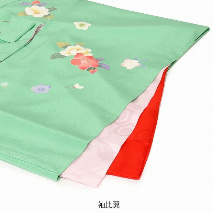 お宮参り 着物 女の子 絹 正絹 掛け着 産着 ミントグリーン 緑 牡丹