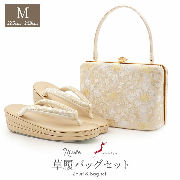 草履バッグセット 留袖用 訪問着用 草履バッグ 白梅 M ホワイト