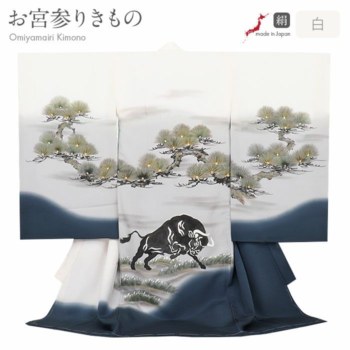 お宮参り 着物 男の子 産着 祝い着 深緑 鶴 波 正絹 のしめ 掛け着 初