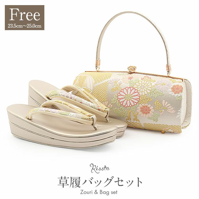 留袖用草履バッグセット 訪問着用 草履バッグ フリー Lサイズ ゴールド