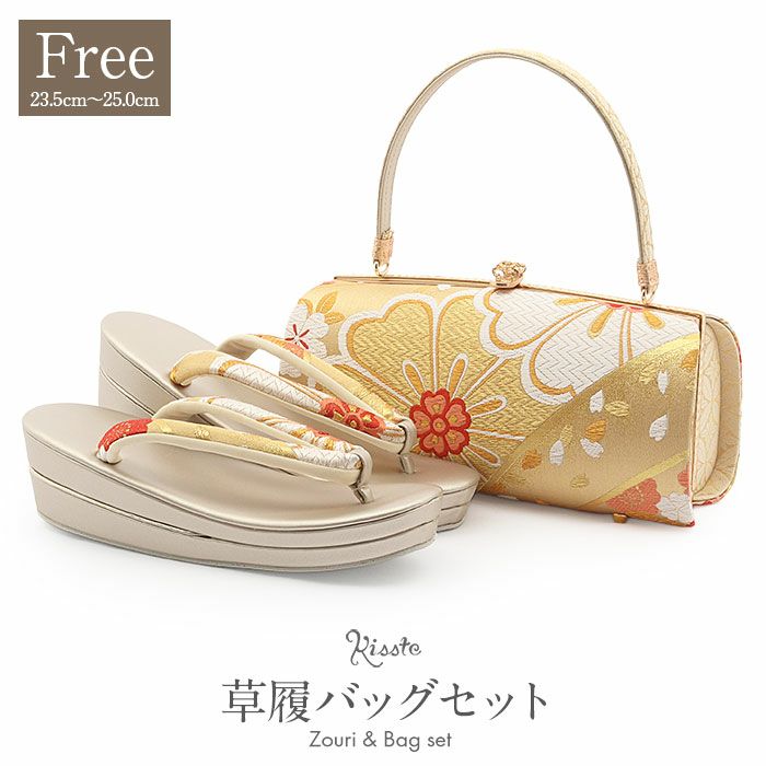 【美品】振袖用バッグ　草履　成人式　振袖　西陣織　正絹　Mサイズ 草履バックセット 成人式 振袖 紗織 沙織 Mサイズ Lサイズ 日本製