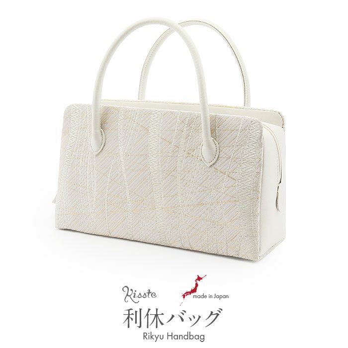 【新品・未使用】高級和装バッグ 市松模様 楽 落款入り モダン利休バック お洒落バッグ] 利休バッグ モダン更紗 エンジ 日本製 更紗 紅型調