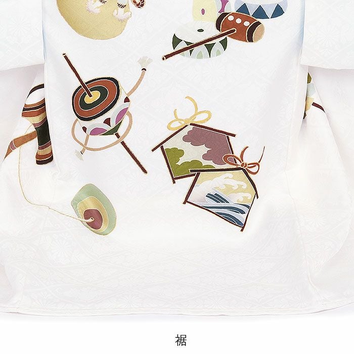 お宮参り着物男の子絹100%正絹初着掛け着産着白馬左馬瓢箪だるま宝船縁起尽くし干支吉祥紋友禅京友禅金駒刺繍金彩新品日本製販売購入きもの祝い着のしめ初着祝着一つ身服装赤ちゃんベビーホワイト贈答御祝い