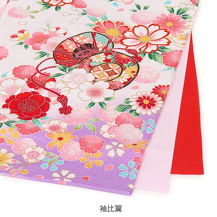 お宮参り 着物 女の子 絹100% 正絹初着 掛け着 産着 白 紫 鞠 牡丹 鼓