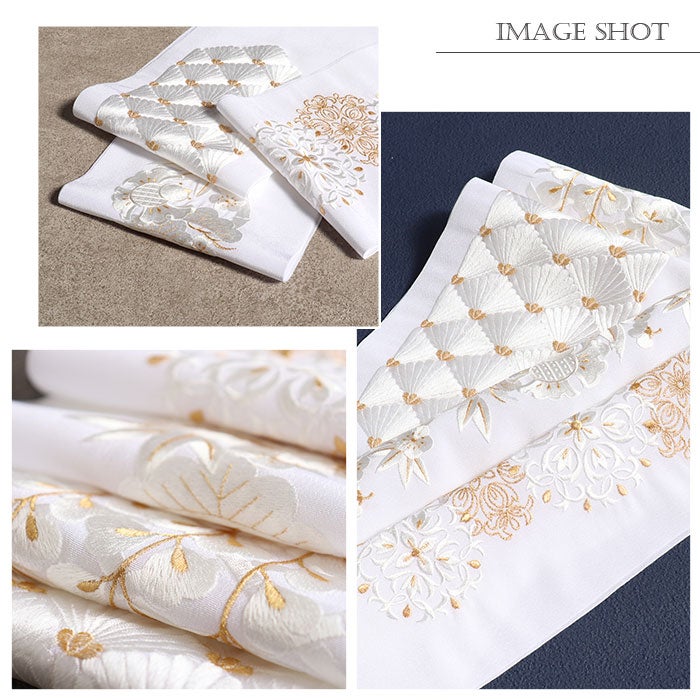 半衿刺繍半衿白半衿留袖用訪問着用振袖用衿秀4Type白金松青海華紋松竹梅藤の花ポリエステル日本製メール便対応可黒留袖色留袖訪問着振袖礼装用フォーマル色無地付け下げ結婚式お宮参り七五三刺繍半衿京都えりひで