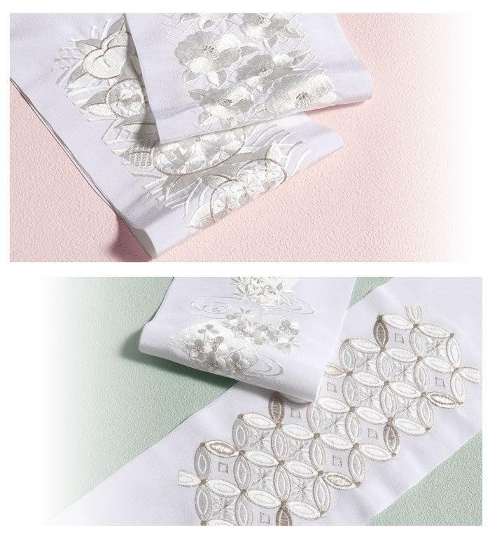 半衿 刺繍半衿 白半衿 留袖用 訪問着用 振袖用 衿秀 4Type 白 銀