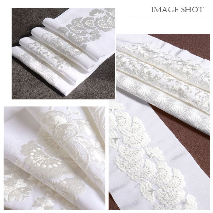 半衿刺繍半衿白半衿留袖用訪問着用振袖用衿秀4Type白ホワイト七宝小桜葵唐草千歳松葉花重ねポリエステル日本製メール便対応可黒留袖色留袖訪問着振袖卒業袴礼装用フォーマル色無地付け下げ結婚式お宮参り七五三刺繍半衿京都えりひで