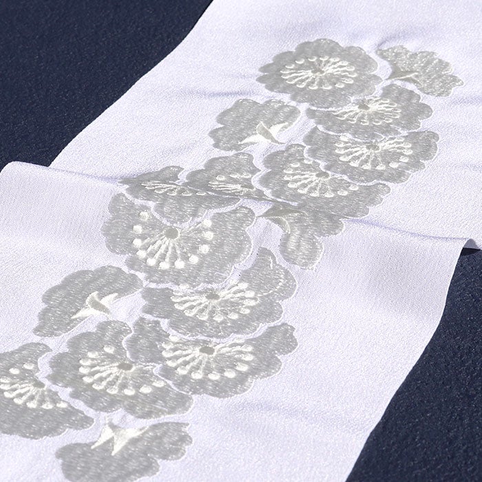 半衿刺繍半衿白半衿留袖用訪問着用振袖用衿秀4Type白ホワイト七宝小桜葵唐草千歳松葉花重ねポリエステル日本製メール便対応可黒留袖色留袖訪問着振袖卒業袴礼装用フォーマル色無地付け下げ結婚式お宮参り七五三刺繍半衿京都えりひで