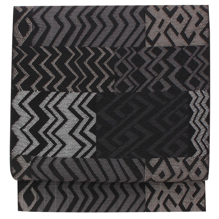 名古屋帯帯黒八寸桐生織ポリエステル100％仕立て上がり日本製名古屋帯八寸帯八寸名古屋帯袋名古屋帯なごや帯小紋紬街着着物和装カジュアル通販購入残暑初秋