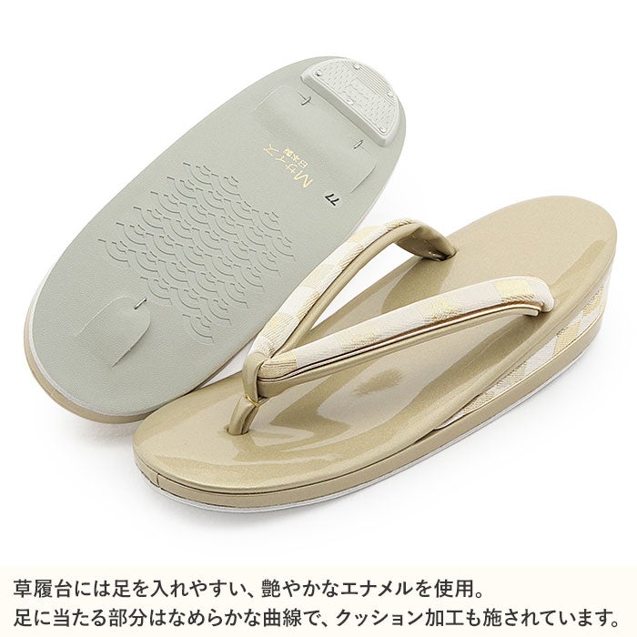 草履留袖用訪問着用レディースLサイズシルバー銀市松エナメル1の3枚芯日本製痛くない歩きやすい女性黒留袖色留袖礼装用フォーマル結婚式ぞうり草履着物草履単品草履だけ