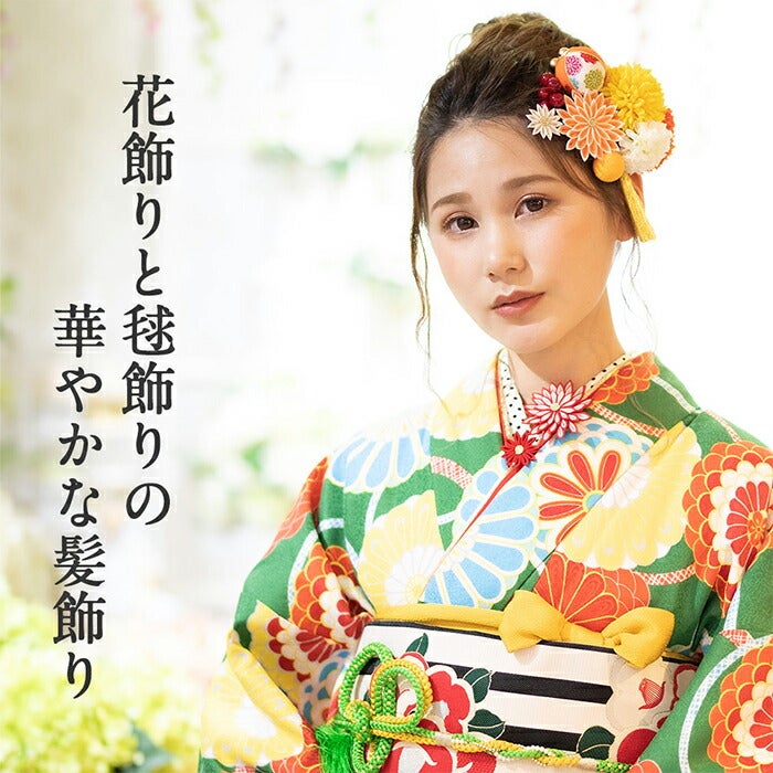 髪飾り 成人式 振袖 袴 花 赤 白 黒 紫 金 橙 薄金 全7色 Arenca 百花