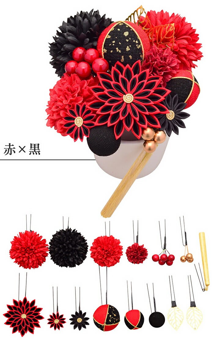 髪飾り 成人式 振袖 袴 花 赤 白 黒 紫 金 橙 薄金 全7色 Arenca 百花
