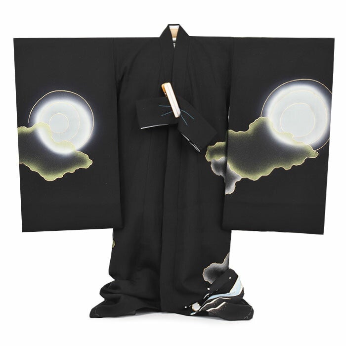 お宮参り着物男の子絹100%正絹初着経済産業大臣指定伝統的工芸品掛け着産着黒水色龍辰竜昇龍青龍如意宝珠立波吉祥紋友禅金箔銀箔オーロラ箔金彩新品日本製販売購入きもの祝い着のしめ初着祝着一つ身服装赤ちゃんベビー昇り龍四神獣