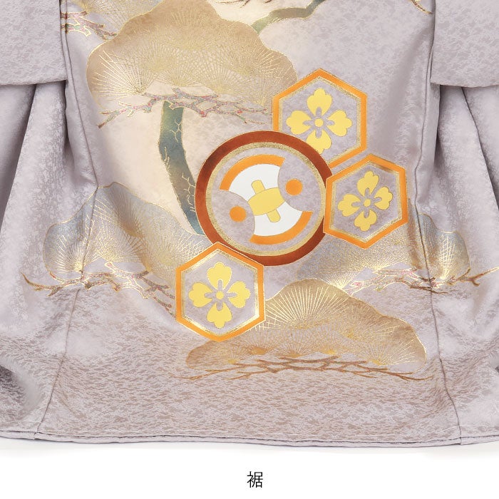 お宮参り着物男の子絹100%正絹初着経済産業大臣指定伝統的工芸品掛け着産着灰グレー兜松亀甲花菱分銅吉祥紋友禅金箔銀箔オーロラ箔金彩新品販売日本製購入きもの祝い着のしめ初着祝着一つ身服装赤ちゃんベビー