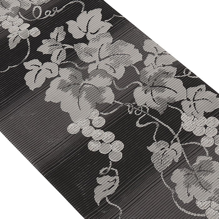 夏袋帯袋帯夏帯セミフォーマル夏訪問着黒銀ブラックシルバー葡萄絹絽佐々木織物西陣織仕立て上がり新品未使用正絹おび薄物単衣色無地付け下げ小紋結婚式日本製和装通販購入おびobi