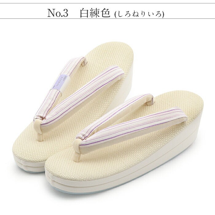 草履レディース普段用カジュアル草履夏夏ぞうり夏用彩小径Lサイズ茶ブラウンベージュ白アイボリー3色展開小千谷ちぢみ本麻鼻緒2枚芯刺繍日本製コルク芯涼しげ痛くない歩きやすい女性女性用ぞうり小紋紬色無地御召草履着物草履単品草履だけ