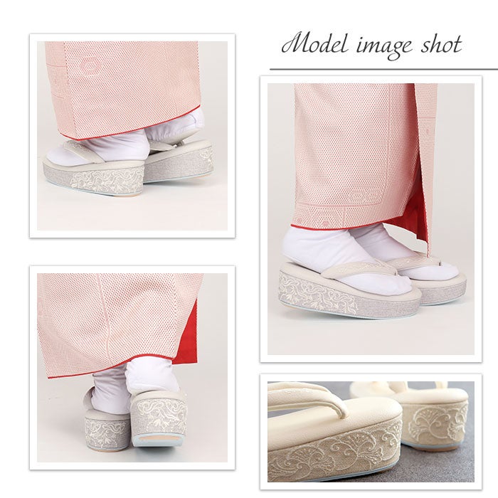 草履レディース普段用カジュアル草履オールシーズン彩小径モンプリフリーサイズLサイズグレージュクリームベージュ花刺繍1枚芯日本製EVA低反発クッション素材痛くない歩きやすい女性女性用ぞうり小紋紬色無地御召草履着物草履単品草履だけ