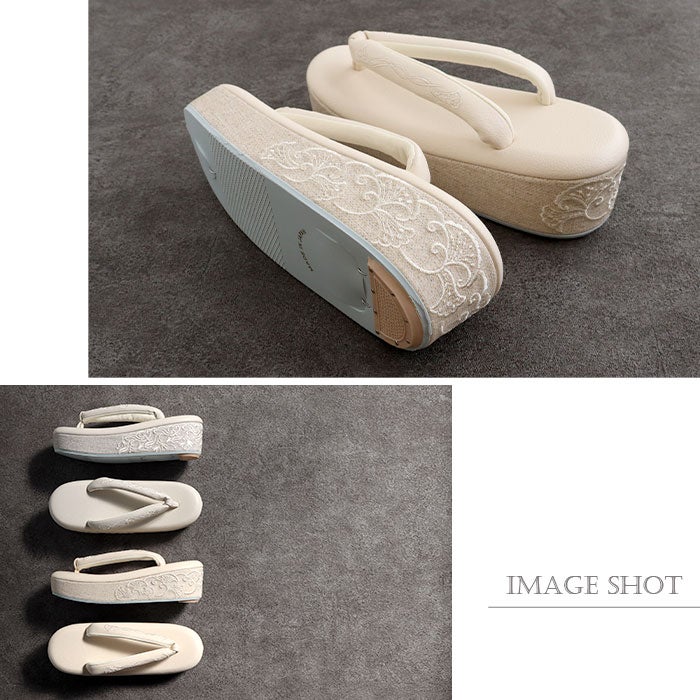 草履レディース普段用カジュアル草履オールシーズン彩小径モンプリフリーサイズLサイズグレージュクリームベージュ花刺繍1枚芯日本製EVA低反発クッション素材痛くない歩きやすい女性女性用ぞうり小紋紬色無地御召草履着物草履単品草履だけ